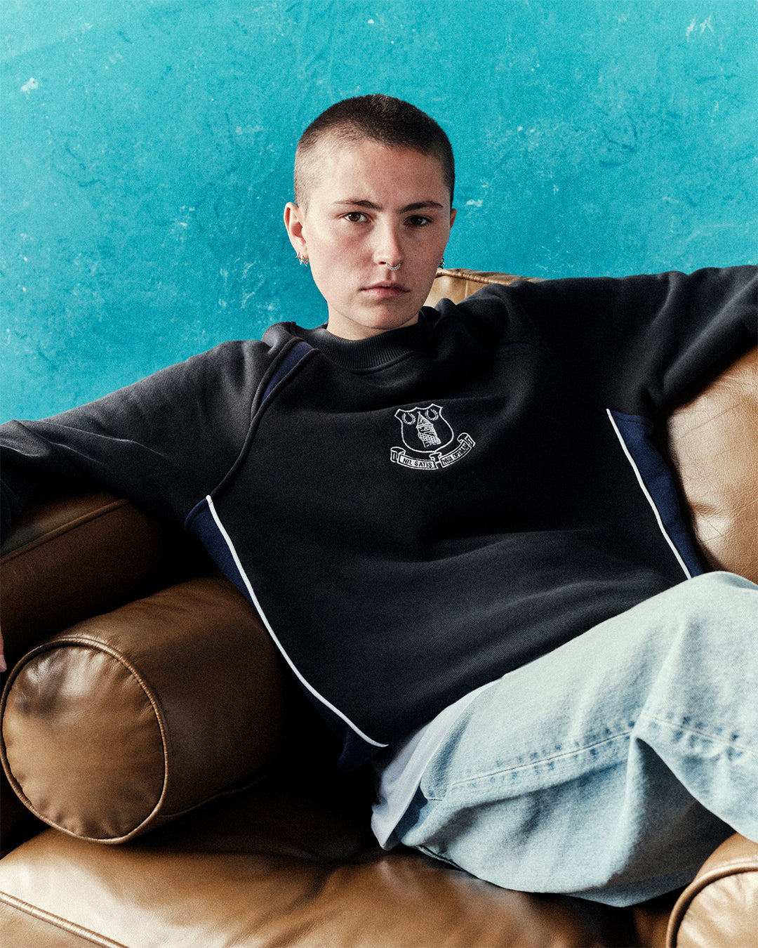 ART OF Football x Everton Panelled Sweat | Black & Blue | AOF x EFC