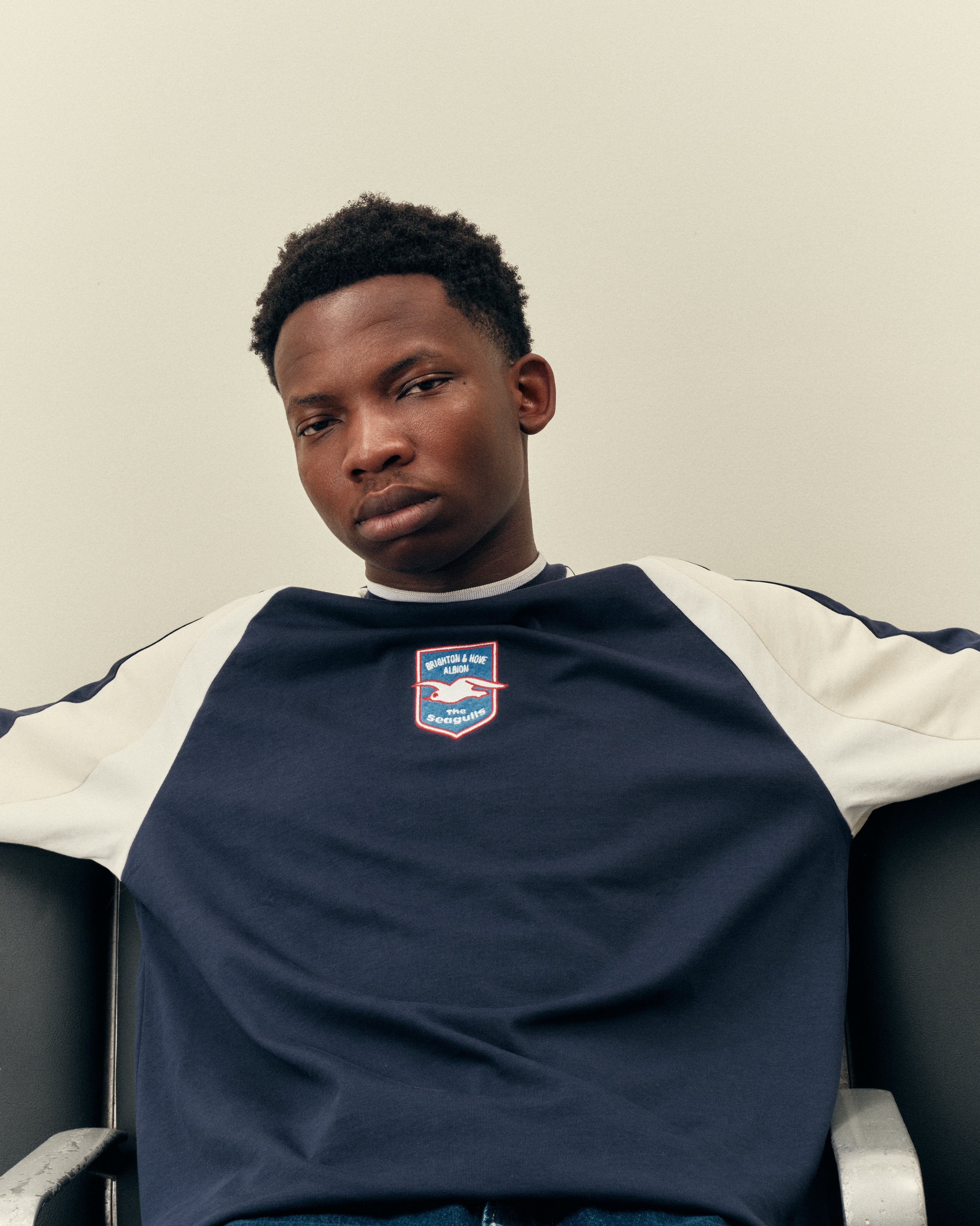 AOF x Brighton 90s Heavyweight Panelled T-shirt | Art of Football