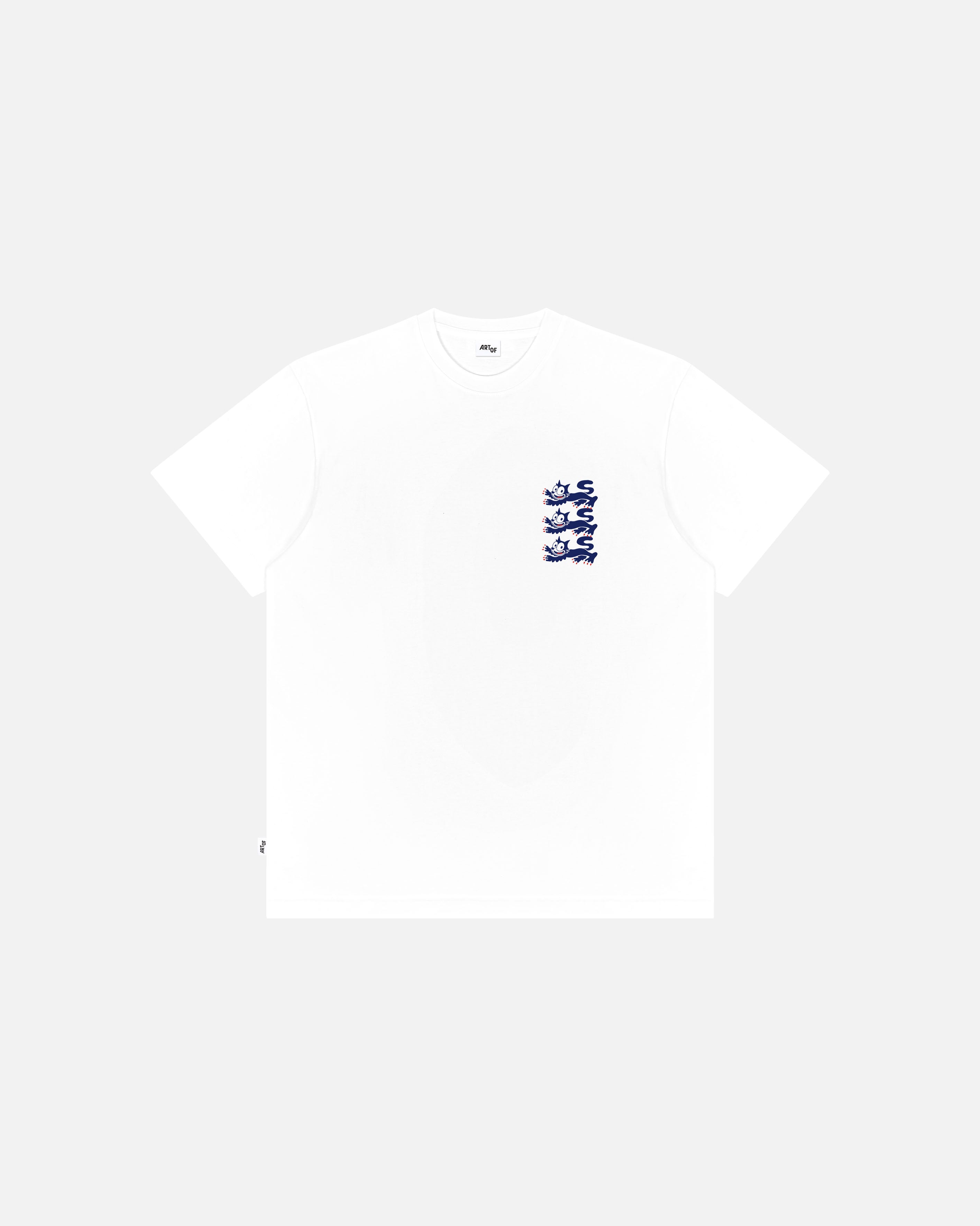 ART OF Three Big Cats Tee | England White Graphic Football T-shirt